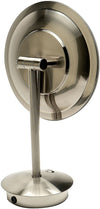 Rear view showing substantial swivel arrangement.Brushed Nickel.